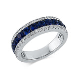 Ring 18 kt WG, 46 Brill. 0,48 ct, TW-si, 11 Saphire 1,44 ct blau