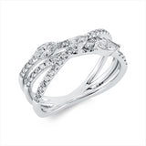 Ring 18 kt WG, 2 Nav. 0,23 ct, TW-si, 1 Tropfen 0,09 ct, TW-si, 45 Brill. 0,34 ct, TW-si