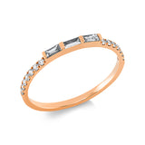 Ring 18 kt RG, 3 Bag. 0,10 ct, TW-si, 14 Brill. 0,12 ct, TW-si