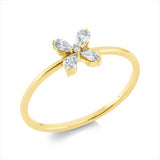 Ring 18 kt GG, 4 Tropfen 0,19 ct, TW-vsi, 1 Brill. 0,01 ct, TW-si