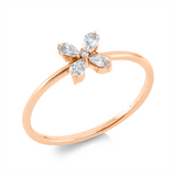 Ring 18 kt RG, 4 Tropfen 0,18 ct, TW-vsi, 1 Brill. 0,01 ct, TW-si