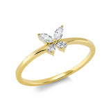 Ring 18 kt GG, 2 Nav. 0,09 ct, TW-vsi, 2 Tropfen 0,05 ct, TW-vsi