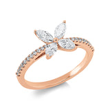 Ring 18 kt RG, 4 Nav. 0,46 ct, TW-vsi, 22 Brill. 0,12 ct, TW-si