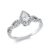 Ring 18 kt WG, 1 Tropfen 0,26 ct, TW-vsi, 52 Brill. 0,32 ct, TW-si