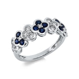 Ring 18 kt WG, 19 Brill. 0,50 ct, TW-si, 10 Saphire 0,51 ct blau