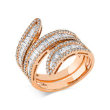 Ring 18 kt RG, 47 Bag. 0,73 ct, TW-vsi, 6 Trap. 0,16 ct, TW-vsi, 122 Brill. 0,60 ct, TW-si