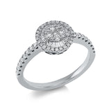 Ring 18 kt WG, 24 Trap. 0,16 ct, TW-si, 51 Brill. 0,33 ct, TW-si
