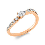 Ring 18 kt RG, 1 Tropfen 0,23 ct, TW-si, 14 Brill. 0,21 ct, TW-si