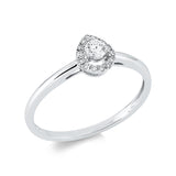 Ring 18 kt WG, 1 Brill. 0,10 ct, W-si, 14 Brill. 0,08 ct, W-si