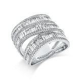 Ring 18 kt WG, 78 Trap. 2,15 ct, TW-si, 204 Brill. 0,50 ct, TW-si