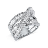 Ring 14 kt WG, 102 Trap. 1,44 ct, F-vsi, 196 Brill. 0,60 ct, F-si
