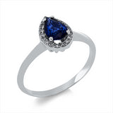 Ring 18 kt WG, 18 Brill. 0,12 ct, F-si, 1 Saphir 0,68 ct blau