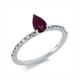 Ring 18 kt WG, 14 Brill. 0,22 ct, F-si, 1 Rubin 0,67 ct rot