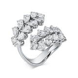 Ring 18 kt WG, 18 Tropfen 3,60 ct, F-vsi, 4 Brill. 0,82 ct, F-si
