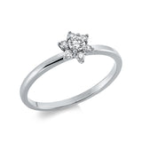 Ring 18 kt WG, 1 Brill. 0,14 ct, TW-si, 6 Brill. 0,11 ct, TW-si