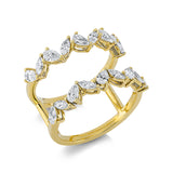 Ring 18 kt GG, Fassung rhodiniert, 8 Nav. 0,38 ct, TW-si, 10 Tropfen 0,84 ct, TW-si