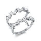 Ring 18 kt WG, 10 Tropfen 0,79 ct, TW-si, 8 Nav. 0,45 ct, TW-si