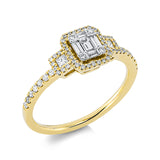 Ring 18 kt GG, Fassung rhodiniert, 2 Princ. 0,06 ct, TW-si, 5 Bag. 0,11 ct, TW-si, 60 Brill. 0,21 ct, TW-si
