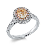 Ring 18 kt WG+RG, GIA 2206943776, 1 Ov 0,73 ct, gelb, 34 Brill. 0,36 ct, TW-si, 18 Brill. 0,09 ct, pink