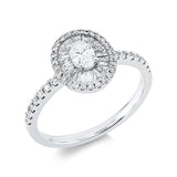 Ring 18 kt WG, 16 Trap. 0,25 ct, TW-si, 1 Oval 0,20 ct, TW-si, 40 Brill. 0,21 ct, TW-si