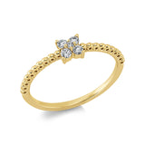 Ring 18 kt GG, Fassung rhodiniert, 1 Brill. 0,01 ct, TW-vsi, 4 Brill. 0,10 ct, TW-vsi