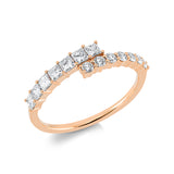 Ring 18 kt RG, 7 Princ. 0,38 ct, TW-si, 7 Brill. 0,18 ct, TW-si