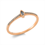 Ring 18 kt RG, 1 Tropfen 0,05 ct, TW-si, 22 Brill. 0,05 ct, TW-si