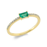 Ring 18 kt GG, 20 Brill. 0,10 ct, TW-pi, 1 Smaragd 0,28 ct grün