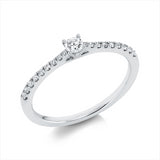 Ring 18 kt WG, 1 Brill. 0,10 ct, F-vs2, 18 Brill. 0,13 ct, TW-si