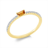 Ring 18 kt GG, Fassung rhodiniert, 20 Brill. 0,09 ct, TW-si, 1 Citrin 0,13 ct gelb
