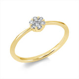 Ring 18 kt GG, Fassung rhodiniert, 1 Brill. 0,05 ct, TW-si, 6 Brill. 0,10 ct, TW-si