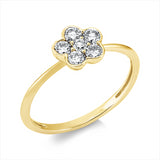 Ring 18 kt GG, Fassung teils. rhodiniert, 1 Brill. 0,04 ct, TW-si, 5 Brill. 0,42 ct, TW-si