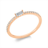 Ring 18 kt RG, Fassung rhodiniert, 20 Brill. 0,09 ct, TW-si, 1 Morganit 0,12 ct rosa