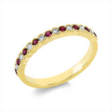 Ring 18 kt GG, 8 Brill. 0,14 ct, W-si, 9 Rubine 0,20 ct rot