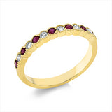 Ring 18 kt GG, 6 Brill. 0,20 ct, W-si, 7 Rubine 0,26 ct rot