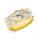 Ring 18 kt GG, 10 Nav. 1,29 ct, TW-si