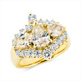 Ring 18 kt GG, 18 Brill. 0,81 ct, TW-si, 3 Tropfen 1,68 ct, gelb
