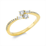 Ring 18 kt GG, 2 Bag. 0,08 ct, TW-si, 22 Brill. 0,32 ct, TW-si