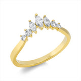 Ring 18 kt GG, 3 Nav. 0,19 ct, TW-si, 4 Brill. 0,14 ct, TW-si