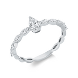 Ring 18 kt WG, 1 Tropfen 0,26 ct, TW-si, 8 Nav. 0,30 ct, TW-si