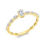 Ring 18 kt GG, 1 Oval 0,21 ct, TW-si, 8 Nav. 0,29 ct, TW-si