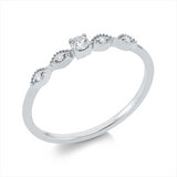 Ring 18 kt WG, 1 Brill. 0,08 ct, TW-si, 4 Brill. 0,04 ct, TW-si