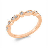 Ring 18 kt RG, 3 Brill. 0,09 ct, TW-si, 8 Brill. 0,15 ct, TW-si