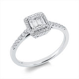 Ring 18 kt WG, 12 Brill. 0,12 ct, TW-si, 2 Bag. 0,04 ct, TW-si, 3 Bag. 0,12 ct, TW-si, 30 Brill. 0,08 ct, TW-si