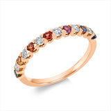 Ring 18 kt RG, 6 Brill. 0,27 ct, TW-si, 7 Saphire 0,36 ct multicolor
