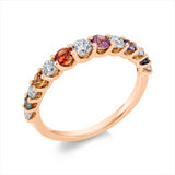 Ring 18 kt RG, 7 Brill. 0,51 ct, TW-si, 6 Saphire 0,54 ct multicolor