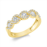 Ring 18 kt GG, 5 Brill. 0,57 ct, TW-vsi/si, 56 Brill. 0,27 ct, TW-vsi/si
