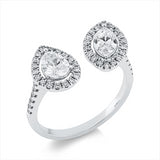 Ring 18 kt WG, 1 Tropfen 0,42 ct, TW-si, 1 Nav. 0,40 ct, TW-si, 48 Brill. 0,31 ct, TW-si