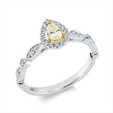Ring 18 kt WG+GG, 27 Brill. 0,24 ct, TW-si, 1 Tropfen 0,23 ct, gelb