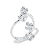 Ring 18 kt WG, 16 Bag. 0,47 ct, TW-si, 8 Bag. 0,18 ct, TW-si, 16 Brill. 0,12 ct, TW-si